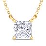 1 Carat Princess Cut Lab Grown Diamond Solitaire Necklace In 14 Karat Yellow Gold Image-1
