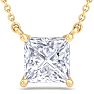 2 Carat Princess Cut Lab Grown Diamond Solitaire Necklace In 14 Karat Yellow Gold Image-1