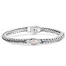 Opal Bracelet With White Sapphire In Sterling Silver, Bangle Design, 7 1/4 Inches Image-1