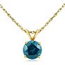 1/2ct Round Brilliant Cut Blue Diamond Pendant in 14k Yellow Gold Image-1