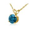 1/2ct Round Brilliant Cut Blue Diamond Pendant in 14k Yellow Gold Image-3