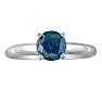1/2ct Round Brilliant Cut Blue Diamond Ring In 14k White Gold Image-1