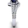 Sapphire Ring: 1.40 Carat Oval Shape Blue Sapphire and Fancy Diamond Ring In Sterling Silver Image-3