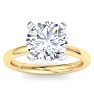 4 Carat Round Shape Lab Grown Diamond Ring In 14K Yellow Gold, Solitaire Image-1
