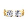 3 Carat Lab Grown Diamond Earrings In 14 Karat Yellow Gold, Double Prong Setting Image-4