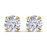 8 Carat Lab Grown Diamond Earrings In 14 Karat Yellow Gold, Double Prong Setting Image-2