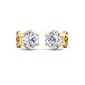 1 Carat Lab Grown Diamond Earrings In 14 Karat Yellow Gold, 6-Prong Setting Image-4