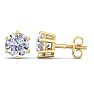 2 Carat Lab Grown Diamond Earrings In 14 Karat Yellow Gold, 6-Prong Setting Image-1