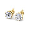 2 Carat Lab Grown Diamond Earrings In 14 Karat Yellow Gold, 6-Prong Setting Image-3