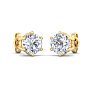 2 Carat Lab Grown Diamond Earrings In 14 Karat Yellow Gold, 6-Prong Setting Image-4