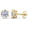 3 Carat Lab Grown Diamond Earrings In 14 Karat Yellow Gold, 6-Prong Setting Image-1