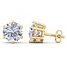 4 Carat Lab Grown Diamond Earrings In 14 Karat Yellow Gold, 6-Prong Setting Image-1