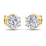 4 Carat Lab Grown Diamond Earrings In 14 Karat Yellow Gold, 6-Prong Setting Image-4