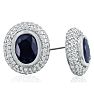 5 1/2ct Sapphire and Diamond Earrings in 14k White Gold Image-1