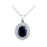 4ct Sapphire and Diamond Pendant in 14k White Gold Image-1