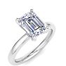 2 Carat Emerald Cut Lab Grown Diamond Ring In 14K White Gold, Solitaire Image-2