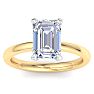 3 Carat Emerald Cut Lab Grown Diamond Ring In 14K Yellow Gold, Solitaire Image-1