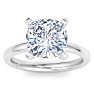4 Carat Cushion Cut Lab Grown Diamond Ring In 14K White Gold, Solitaire Image-1