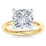 4 Carat Cushion Cut Lab Grown Diamond Ring In 14K Yellow Gold, Solitaire Image-1
