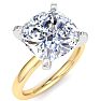 4 Carat Cushion Cut Lab Grown Diamond Ring In 14K Yellow Gold, Solitaire Image-2