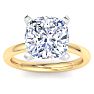 5 Carat Cushion Cut Lab Grown Diamond Ring In 14K Yellow Gold, Solitaire Image-1