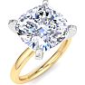 5 Carat Cushion Cut Lab Grown Diamond Ring In 14K Yellow Gold, Solitaire Image-2