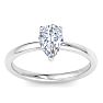 1 Carat Pear Shape Lab Grown Diamond Ring In 14K White Gold, Solitaire Image-1