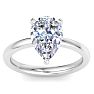 3 Carat Pear Shape Lab Grown Diamond Ring In 14K White Gold, Solitaire Image-1
