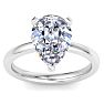 4 Carat Pear Shape Lab Grown Diamond Ring In 14K White Gold, Solitaire Image-1