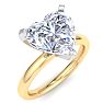 3 Carat Heart Shape Lab Grown Diamond Ring In 14K Yellow Gold, Solitaire Image-2