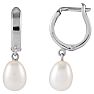 Pearl Drop Earrings With 5.5-6MM Freshwater Cultured Pearls In 14 Karat White Gold, 1/2 Inch Image-1