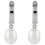 Pearl Drop Earrings With 5.5-6MM Freshwater Cultured Pearls In 14 Karat White Gold, 1/2 Inch Image-2
