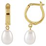Pearl Drop Earrings With 5.5-6MM Freshwater Cultured Pearls In 14 Karat Yellow Gold, 1/2 Inch Image-1
