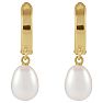 Pearl Drop Earrings With 5.5-6MM Freshwater Cultured Pearls In 14 Karat Yellow Gold, 1/2 Inch Image-2