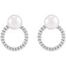 Pearl Drop Earrings With 6MM Akoya Pearls In 14 Karat White Gold, 1/2 Inch Image-2