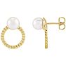 Pearl Drop Earrings With 6MM Akoya Pearls In 14 Karat Yellow Gold, 1/2 Inch Image-1