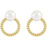 Pearl Drop Earrings With 6MM Akoya Pearls In 14 Karat Yellow Gold, 1/2 Inch Image-2