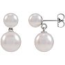 Pearl Drop Earrings With 4-6MM Akoya Pearls In 14 Karat White Gold, 1/2 Inch Image-1