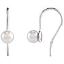 Pearl Drop Earrings With 6MM Akoya Pearls In 14 Karat White Gold, 1/2 Inch Image-1