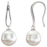 Pearl Drop Earrings With 12MM Freshwater Cultured Pearls In 14 Karat White Gold, 1 Inch Image-1
