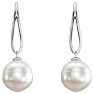 Pearl Drop Earrings With 12MM Freshwater Cultured Pearls In 14 Karat White Gold, 1 Inch Image-2