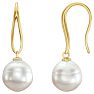 Pearl Drop Earrings With 12MM Freshwater Cultured Pearls In 14 Karat Yellow Gold, 1 Inch Image-1