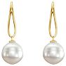 Pearl Drop Earrings With 12MM Freshwater Cultured Pearls In 14 Karat Yellow Gold, 1 Inch Image-2
