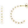 Pearl Drop Earrings With 4MM Freshwater Cultured Pearls In 14 Karat Yellow Gold, 1 Inch Image-1