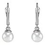 Pearl Drop Earrings With 4MM Freshwater Cultured Pearls In 14 Karat White Gold, 1/2 Inch Image-2