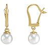 Pearl Drop Earrings With 4MM Freshwater Cultured Pearls In 14 Karat Yellow Gold, 1/2 Inch Image-1