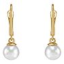 Pearl Drop Earrings With 4MM Freshwater Cultured Pearls In 14 Karat Yellow Gold, 1/2 Inch Image-2