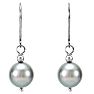 Pearl Drop Earrings With 10MM Gray Freshwater Cultured Pearls In Sterling Silver, 1 1/4 Inches Image-2