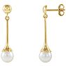 Pearl Drop Earrings With 6.5MM Freshwater Cultured Pearls In 14 Karat Yellow Gold, 1 Inch Image-1