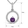 1/2 Carat Round Shape Amethyst and Halo Diamond Necklace In Sterling Silver With 18 Inch Chain Image-2